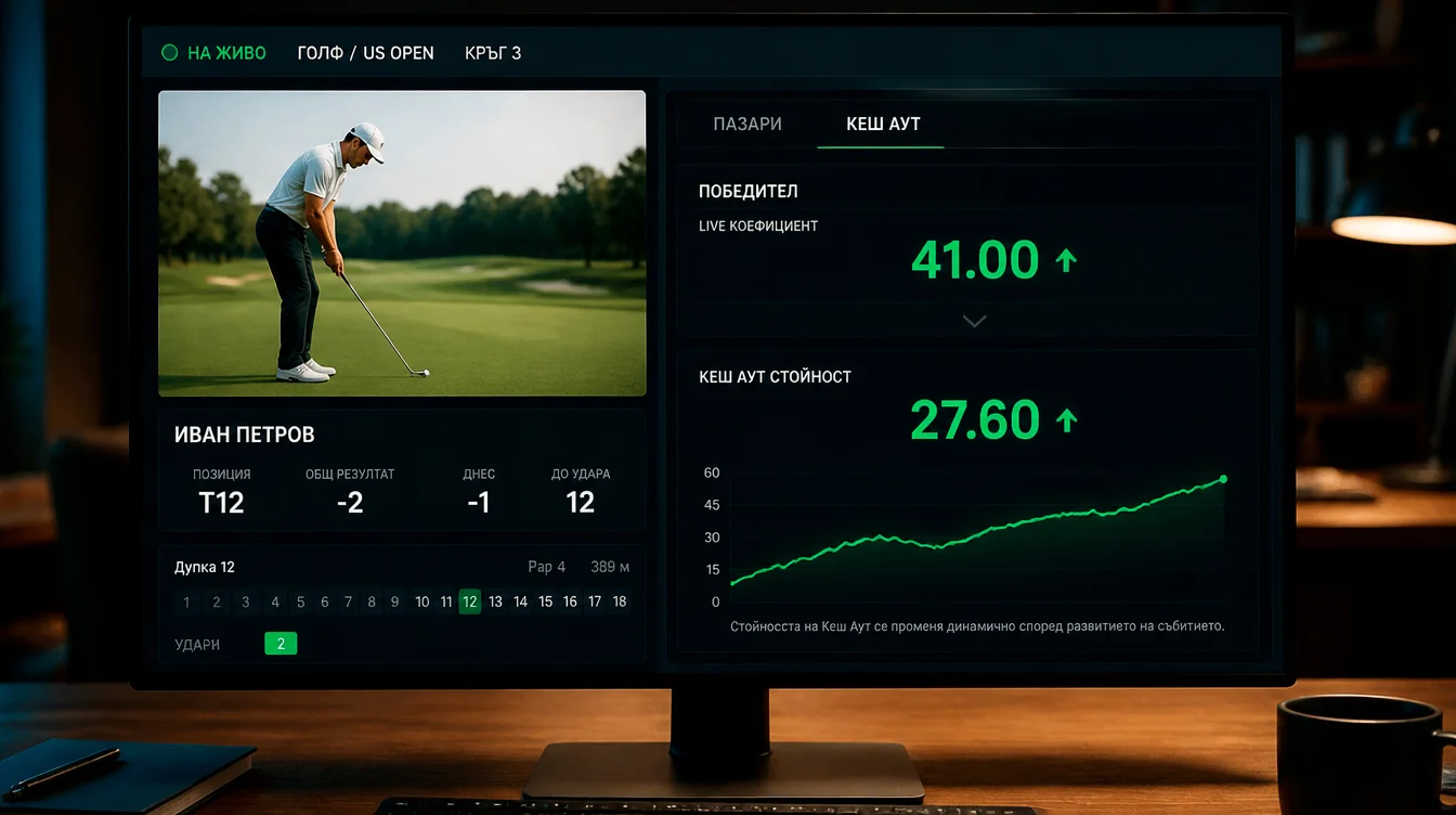 Cash Out стойност, изчислена според текущия лайв коефициент на играча