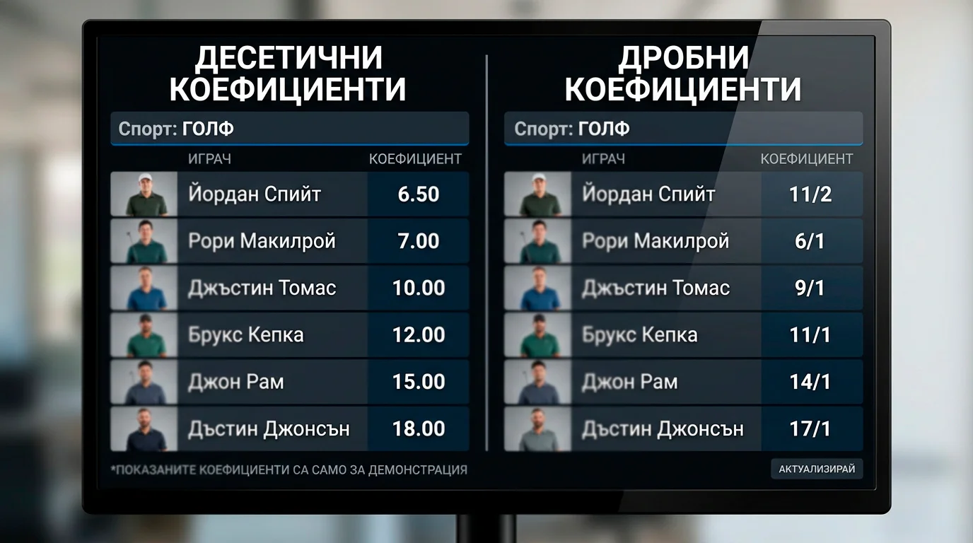 Сравнение между десетичен и дробен формат на голф коефициент
