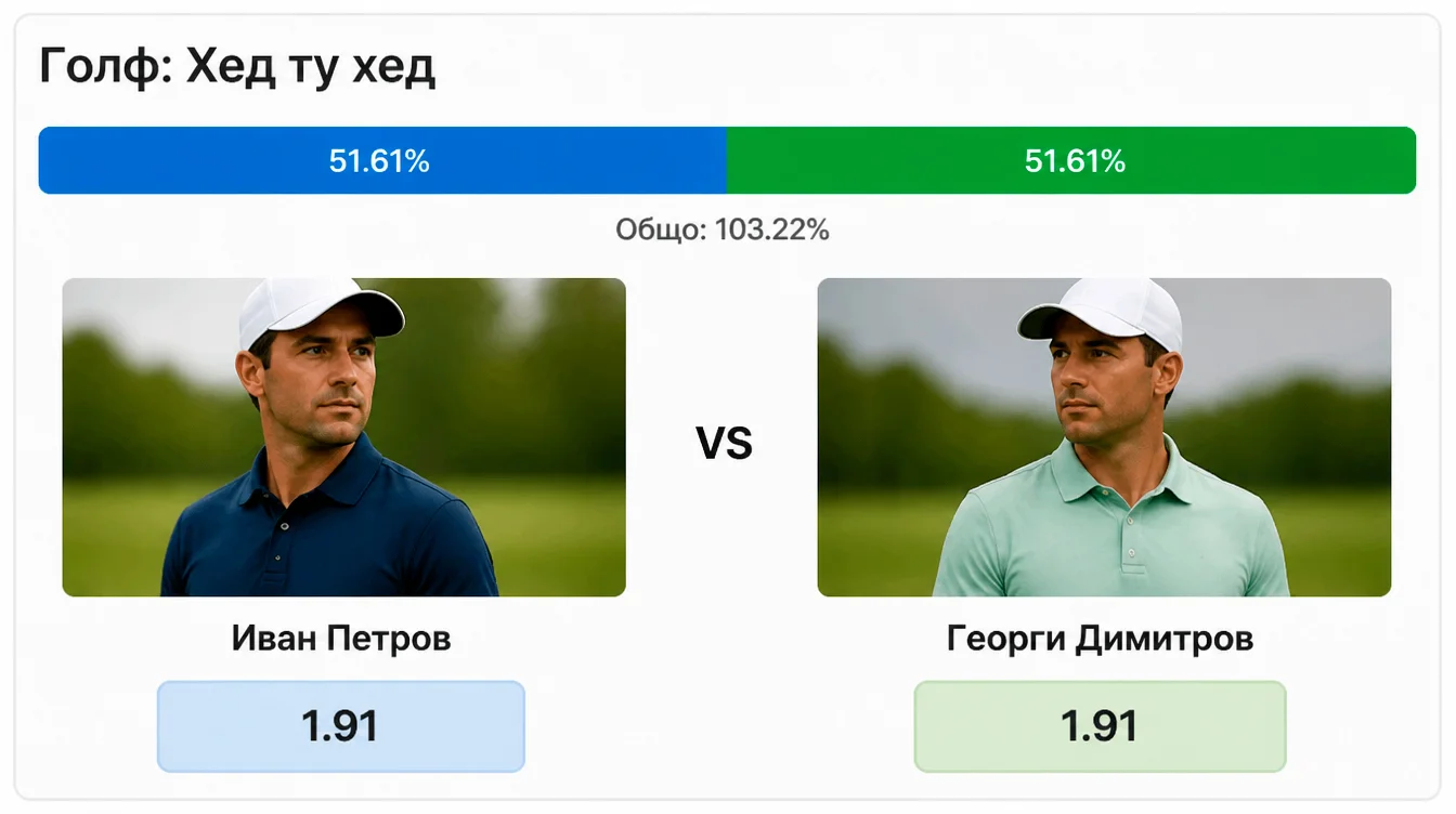 Overround в двубой глава срещу глава с коефициенти над справедливата цена