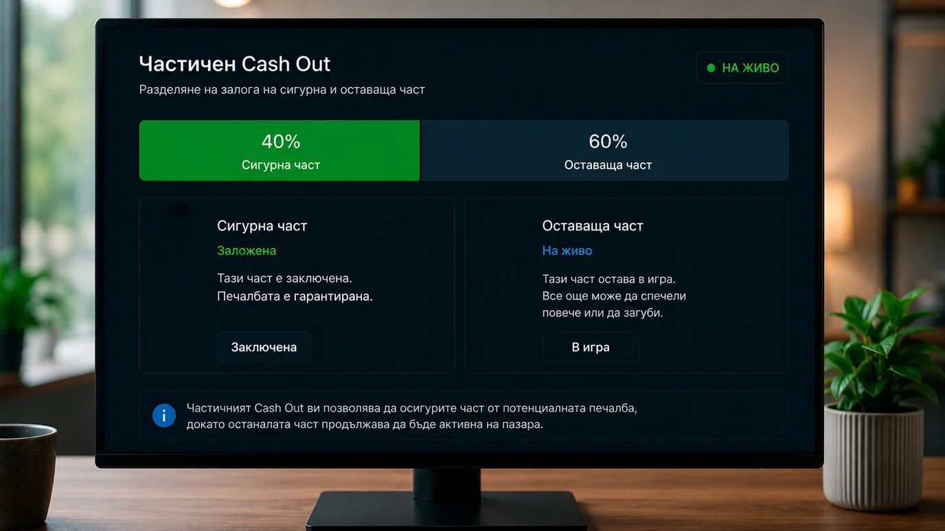 Частичен Cash Out, който заключва част от залога и оставя остатъка в игра